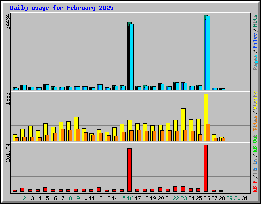 Daily usage for February 2025